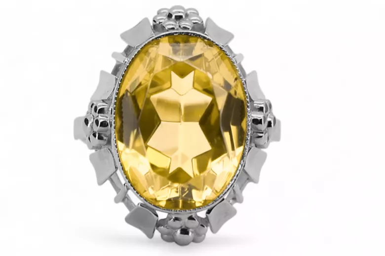 Ring Yellow Peridot Sterling silver 925 Vintage craft vrc043s